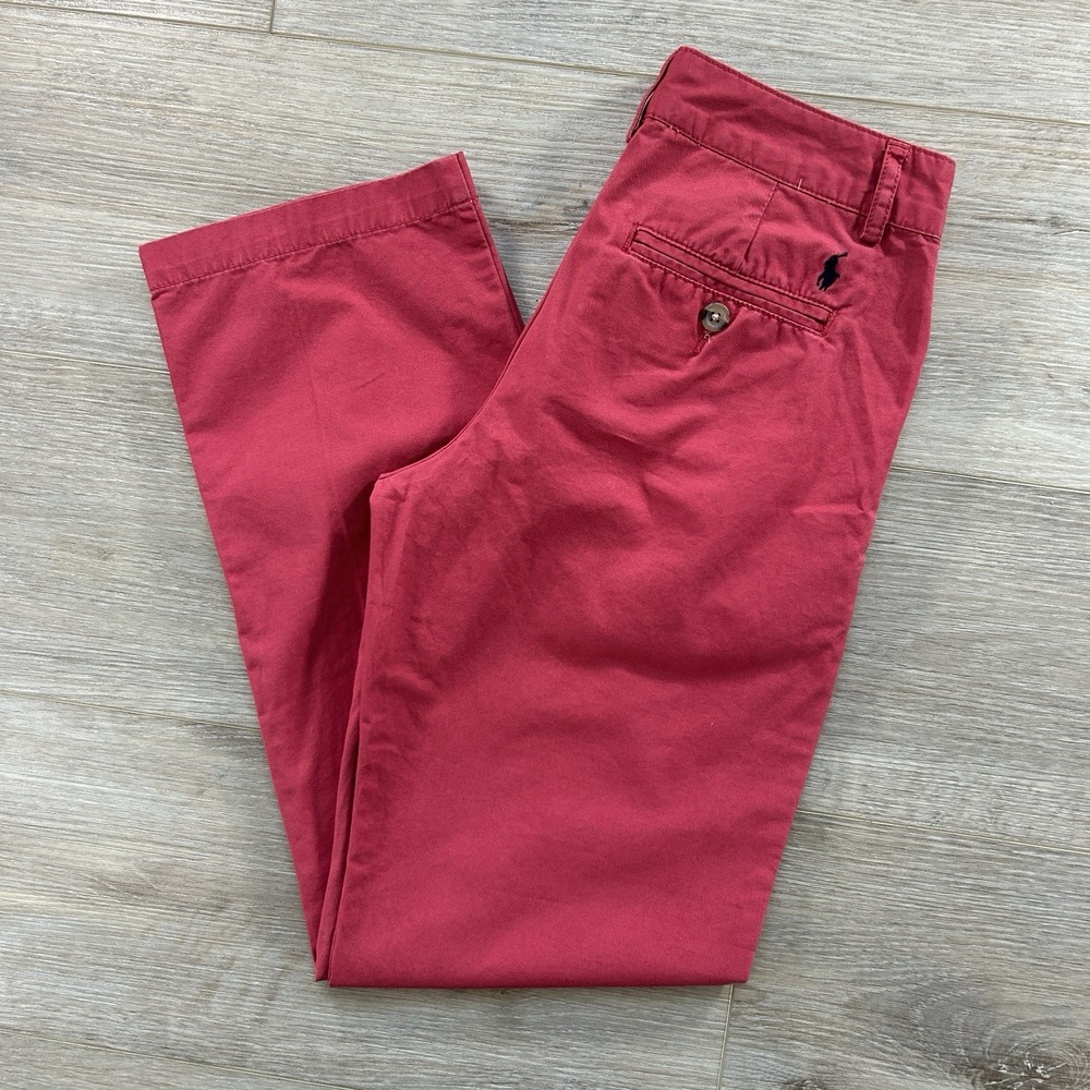 Polo Ralph Lauren Boys Size 12 Coral Pink Chino Pants Flat Front Straight Leg